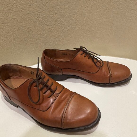 👞Cole Haan Men's Cap Toe Oxfords Brown Leather Size 9 Balmorals - Picture 2 of 9